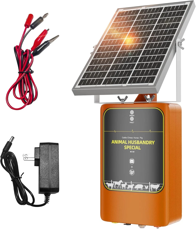 10-Mile Livestock Electric Fence, 12W Solar Panel Fast Charging,24-Hour Uninterr - Image 1 of 4