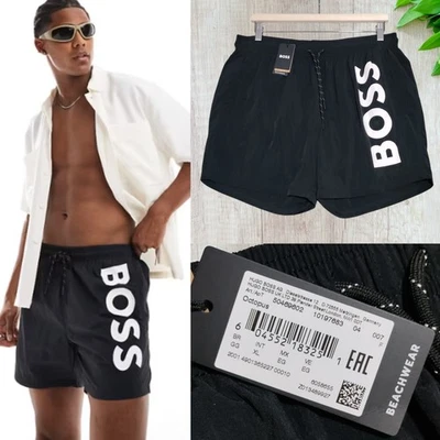 Hugo Boss Hombres XL Pulpo 5" Bañador Vertical Logo Malla Forrado Negro Blanco Nuevo con Etiquetas Foto 1 de 4