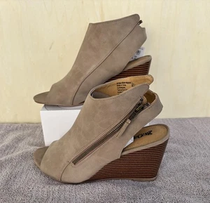 Brash Damenschuhe Größe 10 taupe Keilsandalen zehenfrei seitlicher Reißverschluss neu ohne Karton - Bild 1 von 6
