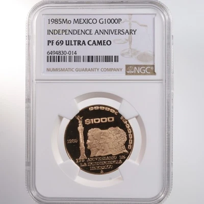 1985Mo Mexico G1000P Independence Anniversary NGC Certified PF 69 Ultra Cameo - Image 1 of 2