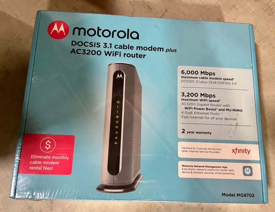 Motorola MG8702 Cable Modem + Wi-Fi Router-Black - Image 1 of 2