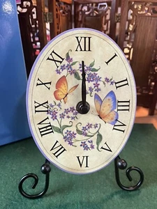 Avon Gift Collection Mini Clock with Bufferflies and Easel Stand Oval Shaped - Picture 1 of 11