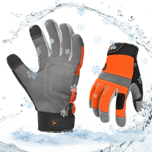 1 par de guantes de trabajo de invierno impermeables con pantalla táctil forrados de 41 ° F (SL7584FLWP-ORA) - Imagen 1 de 6
