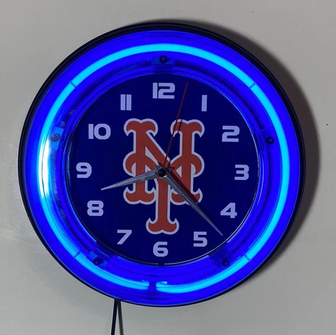 New York Mets “NY” logo neon wall hanging clock Cover