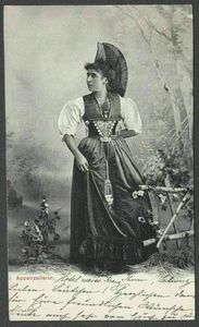 AK Tracht Appenzell Schweiz gelaufen Thun nach Grimmen/Pommern 1907 - Bild 1 von 2