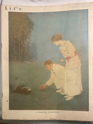 November 26, 1914 Life Magazine Couple with Skunk cover art by Victor C Anderson - Image 1 of 3