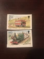 1988 Set of 2 Isle of Man Stamps (Old Tramcars and Trains); Used - 2p & 18p