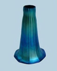 Peacock Blue STANDARD LILY LAMP SHADE Art Nouveau Iridescent Glass Sconce Light