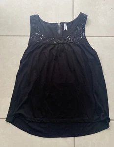 Women's Vanity Black Sleeveless Knit Lace Top Sequin Blouse Women's Size XL - Picture 1 of 7