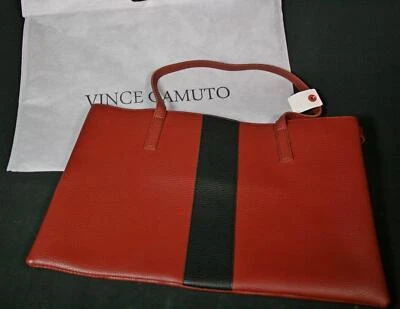 Vince Camuto Red Desert Pebbled Vegan Leather Luck Tote Bag With Dust Cover New - Image 1 of 4