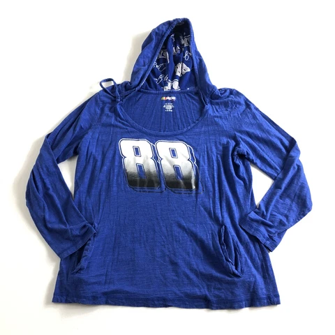 Dale Earnhardt Jr 88 Pull-Over Hoodie Blue Sweatshirt Women's Sz XL NASCAR Shirt Cover