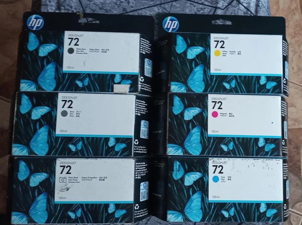 Cartuchos de tinta originales HP 72 (130 ml) C9370A/71A/72A/73A/74 Envío gratis - Imagen 1 de 1