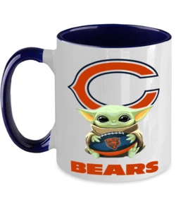 BEARS Blue Two Toned Coffee Mug, Chicago BEARS Yoda Coffee Mug Gift - Picture 1 of 2