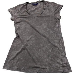 Miley Cyrus Max Azria Gray V-Neck Distressed Cotton T-Shirt Womens XL - Picture 1 of 9