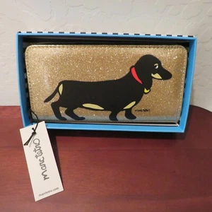 Marc Tetro Gold Glitzer Sparkle Long Geldbörse - Dackel Hund NEU mit Etikett - Bild 1 von 5