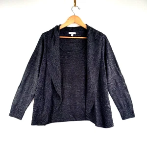 Croft & Barrow Faux 2-Piece Top Cardigan Sweater Women's Size PL Black Pullover - Picture 1 of 6