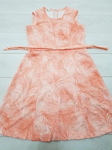 LINZI Retro Summer Dress Size 20 Orange Abstract A-Line Zip Belt Sleeveless - Picture 1 of 9