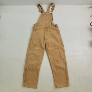 Carhartt Overalls Bib Youth Boys Sz Y11 Brown Duck Canvas Double Knee Workwear - Picture 1 of 10