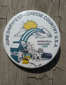 Spilla vintage 1989 giugno Dairyfest Marshfield Wisconsin souvenir bottone spilla - Foto 1 di 5