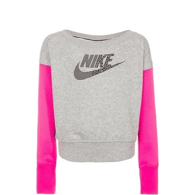 Nike Girl's Seasonal SB Crew Crop Sweatshirt Heather Gray/Black/Pink Size XS NWT - Image 1 of 2