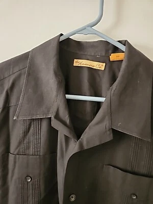Camisa The Havanera Co Para Hombre XL Paneles Bordados Manga Corta Lino Negro Foto 1 de 4