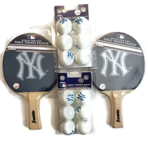 Franklin MLB New York Yankees Ping Pong Lot 2 Paddles With 12 Table Tennis Balls - Picture 1 of 6