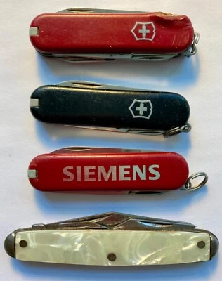 3 Vintage VICTORINOX Swiss Army multi-tool knives & 1 IDEAL Brand pen knife - Image 1 of 4