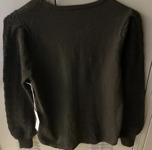 CHICOS Pullover SWEATER Small Black Round Neck Long Sleeve - Picture 1 of 3
