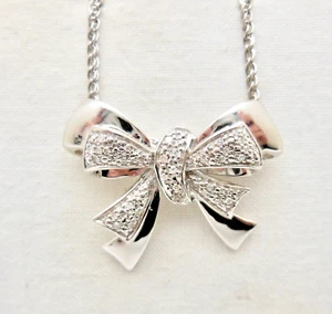 Affinity Diamonds Sterling Silver Double Bow Slide Pendant 8.8g Estate - Picture 1 of 12