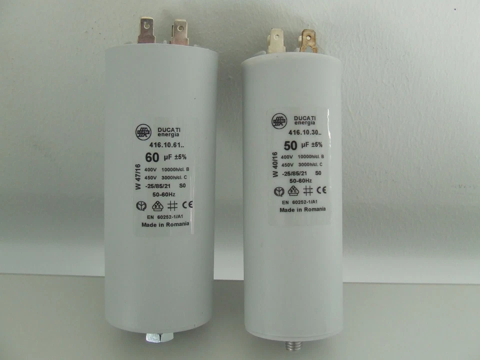 DUCATI ENERGIA Motorkondensator Ducati 400V 50µF 60µF Steckverbinder Anlauf-Arbeitskondensator