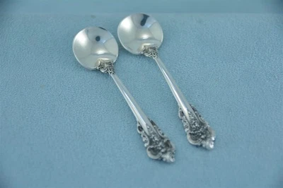 2 Wallace Grande Baroque Sterling Silver 2-1/2" Salt Spoon No Monogram - Image 1 of 4