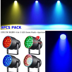 4PC 19x15W LED Par Zoom Light RGBW 4IN1 For DJ Party Wedding DMX Stage Lighting - Picture 1 of 12