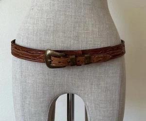 Vintage 70er Jahre Looper Herren Ledergürtel mit Verzierung Größe 42 Western  - Bild 1 von 7