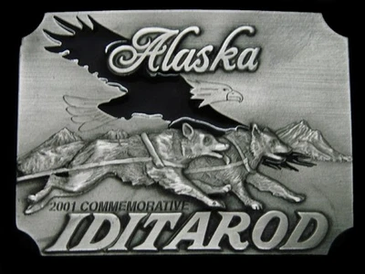 TE11167 *NOS* 2001 **ALASKA IDITAROD** HEBILLA DE CINTURÓN CONMEMORATIVA DEPORTIVA Foto 1 de 3