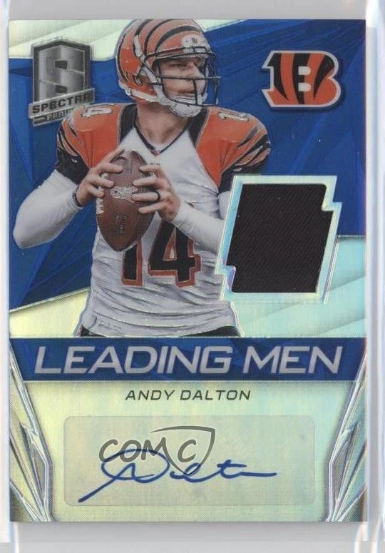 2014 Spectra Leading Men Materials Signatures Blue Prizm /15 Andy Dalton Auto - Image 1 of 2