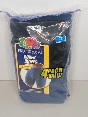 Vintage Mens Fruit Of The Loom Boxer Briefs 4 Pack Grey Blue Black Large 38-40 - Image 1 of 4