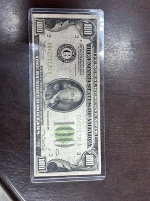 1934 100 Dollar Bill C Note. - Image 1 of 2