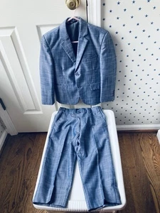FLAWS Boys 5 Blue Chambray SUIT Coat 2 Button Dress Pants 3 Piece Business - Picture 1 of 22