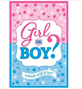 Girl or Boy? Baby Shower Invitations Blue and Pink Party Supplies 8 Count New - Picture 1 of 3