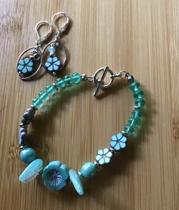 Türkis Boho inspiriert Armband & Ohrringe - Bild 1 von 7