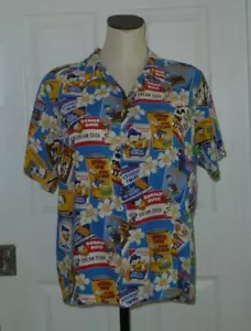 Vtg Disney Reyn Spooner Mickey Mouse+Donald Duck Funny Foods Youth XL Wm M 44"C - Picture 1 of 14