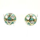 Asch Grossbardt EARRINGS 14K Yellow Gold Turquoise Shell Omega Back Clip On