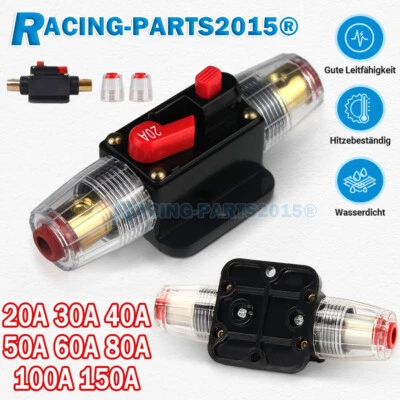 RACING-PART2015® 20A-150A Automatische Sicherungshalter Leistungsschalter Rückstellung 12V–24V DC