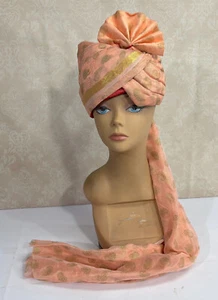 Pfirsichrosa Kostüm Damen schick Turban Hut 58 cm Glamour Kleid - Bild 1 von 7