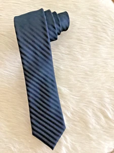 DKNY Black Silk Tonal Striped Tie Classic Formal Business Wedding 57” X 2.5” - Picture 1 of 8