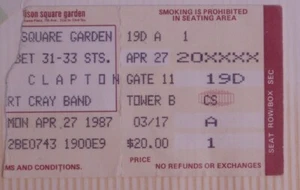 Eric Clapton Robert Cray Concert ticket stub MSG Madison Sq. Garden NY 4/27/87 - Picture 1 of 1