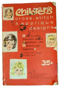 BUTTERICK 1962 Children's Cross Stitch & Applique Designs Booklet USA Ephemera - Foto 1 di 7