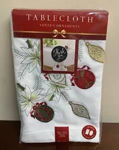 New Christmas Classic Ornament Ornaments Embroidery Tablecloth 60 x 84 Oblong - Picture 1 of 3