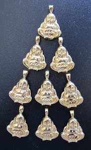 Lot of 9 Sitting Buddha Gold Plated 1" Charms/Pendants with Bail - Picture 1 of 4