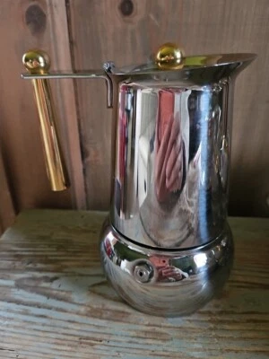 Caffettiera Moka Guido Bergna Kitty Oro 2/4 Tazze Con Riduttore Nuova  - Image 1 of 4